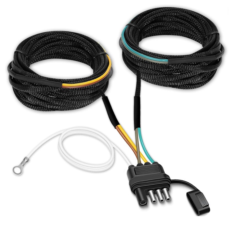 Gonice 25Ft 4 Pin Trailer Wiring Harness Kit with Black Nylon Protective Sleeve  4 Pin 5 Wire Plug for Enhanced Durability - Wishbond Trailer Wire Kit - Image 1